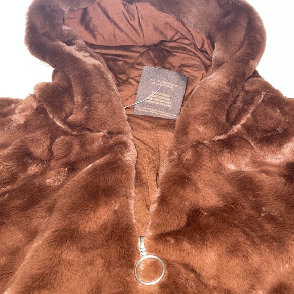 Forever 21 Brown Faux Fur Hoodie Jacket – Soft Plush Zip-Up – Size 1X - Picture 3 of 6